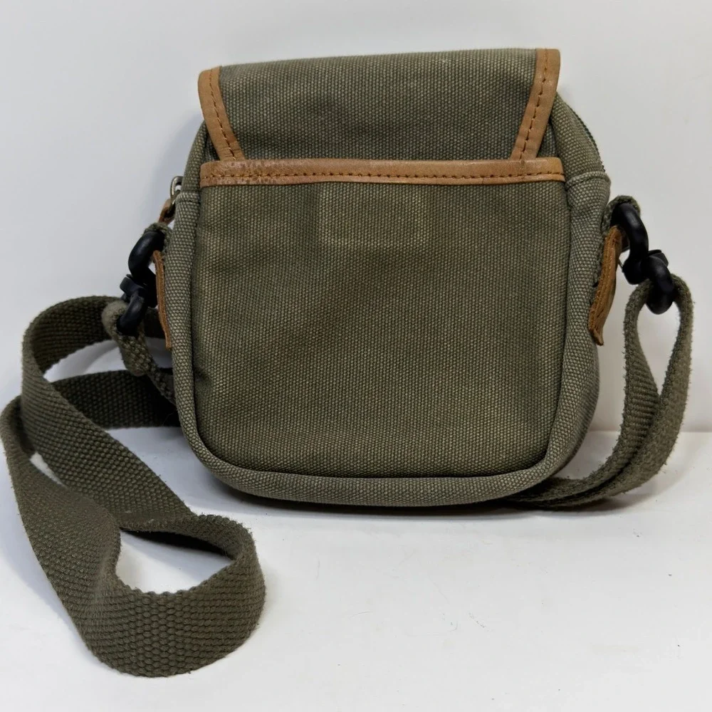 Vintage LL Bean Y2K Green Gorpcore Rugged Canvas Leather Trim Crossbody Bag